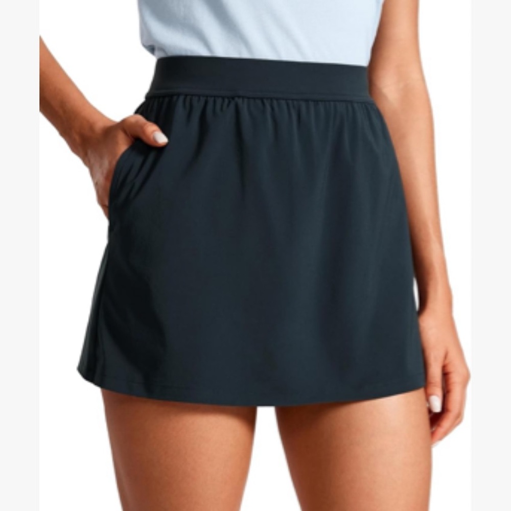 CRZ YOGA A Line Cute Flat Front Skort Shorts with Pockets